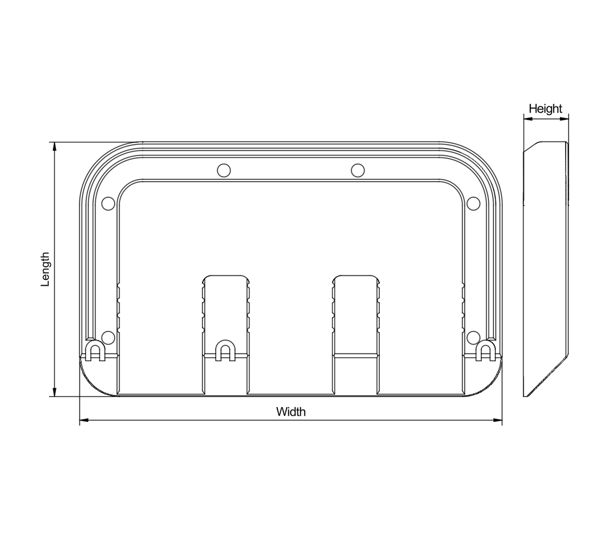 AFS Offroad surface mount dimensions diagram