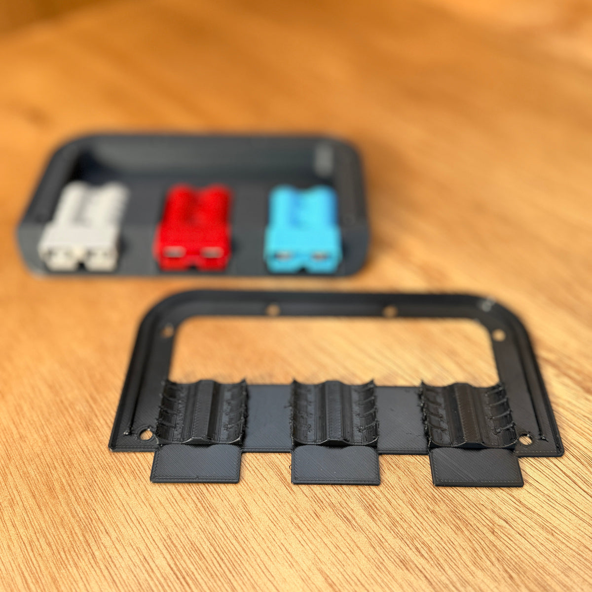 Triple Anderson Plug Surface Mount mounted with three Anderson plugs installed