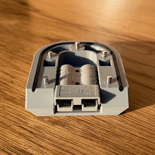 Rear view of single Anderson plug surface mount showing Anderson plug mounting area