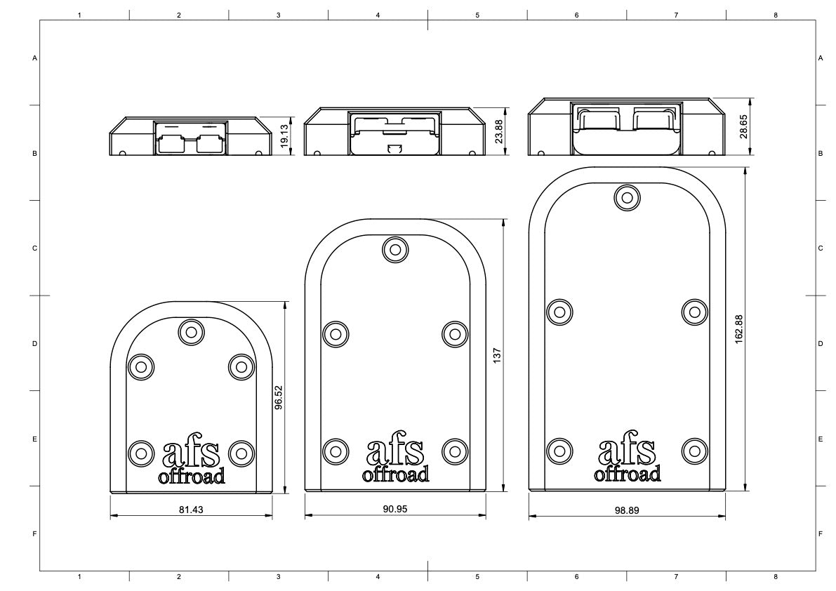 Single Anderson plug surface mount dimensions for 4WD and caravan installations