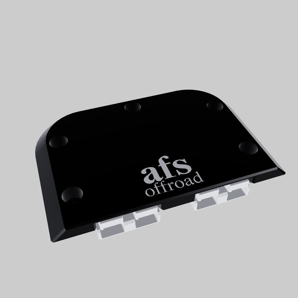 3D model of double Anderson plug surface mount kit showing dual low-profile mounting design